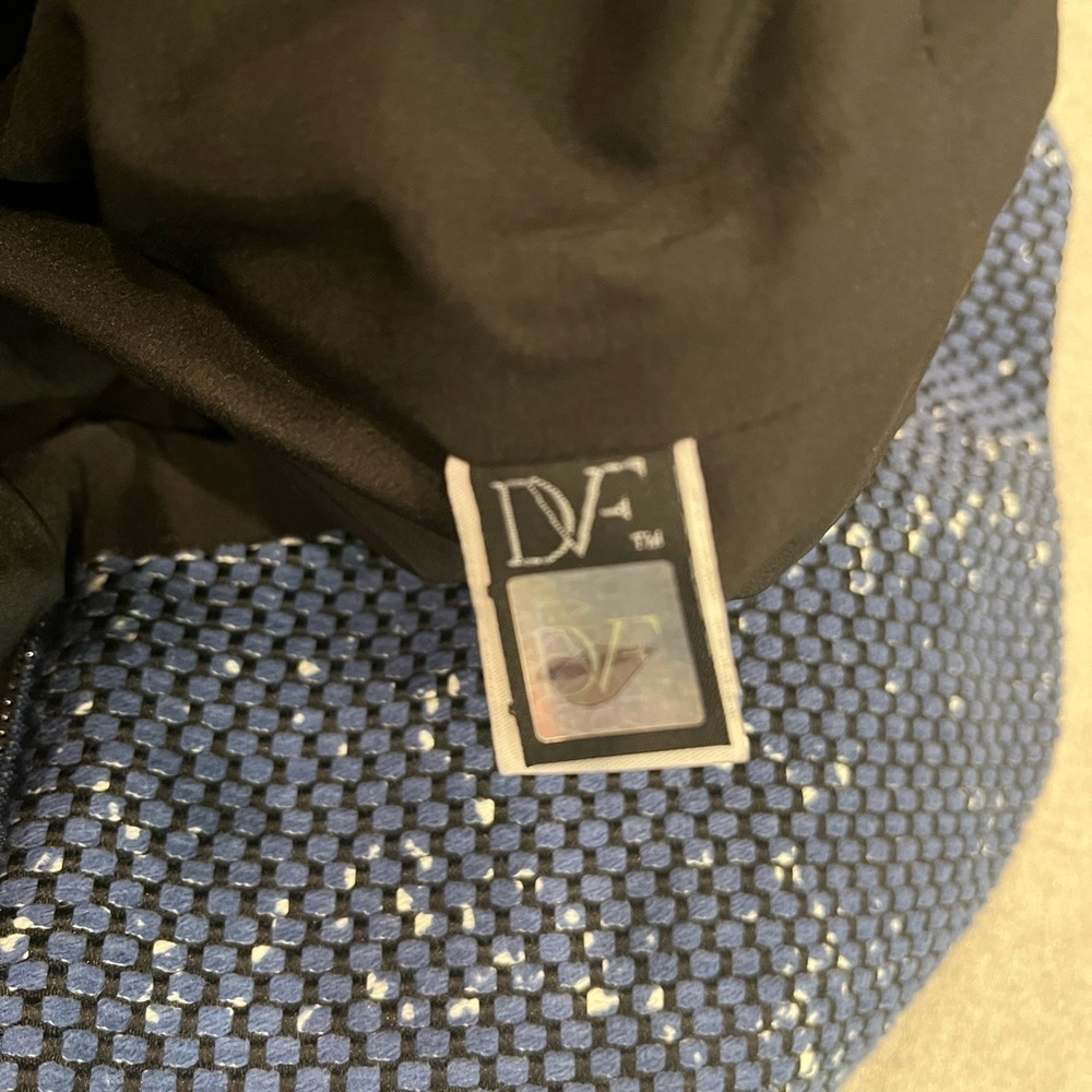 [12] Diane Von Furstenberg Yvette Navy Painted Tweed A Line Shift Dress - Picture 7 of 12